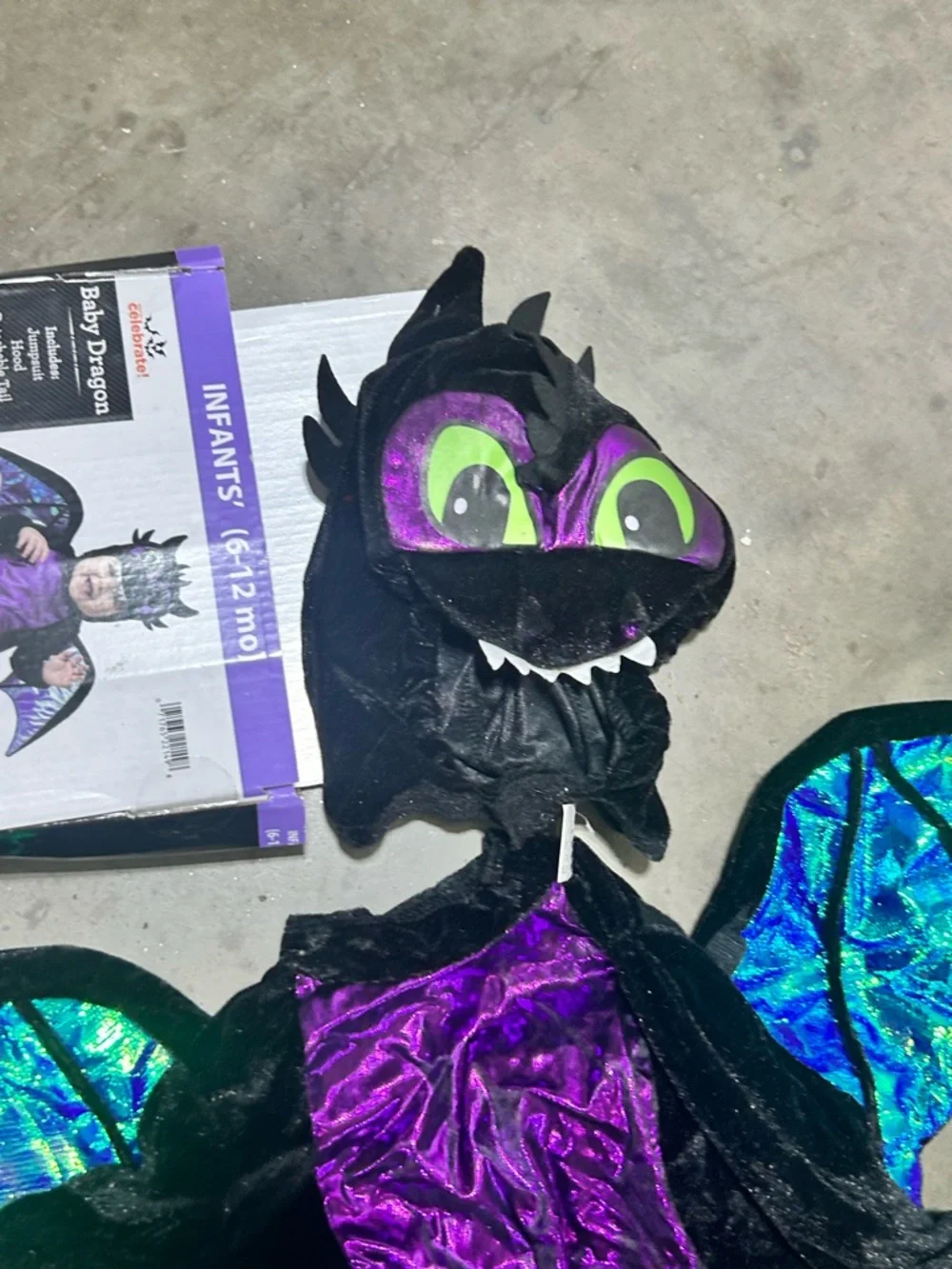 Celebrate Halloween Costume Black and Purple Dragon Costume for Infants 6-12 mos